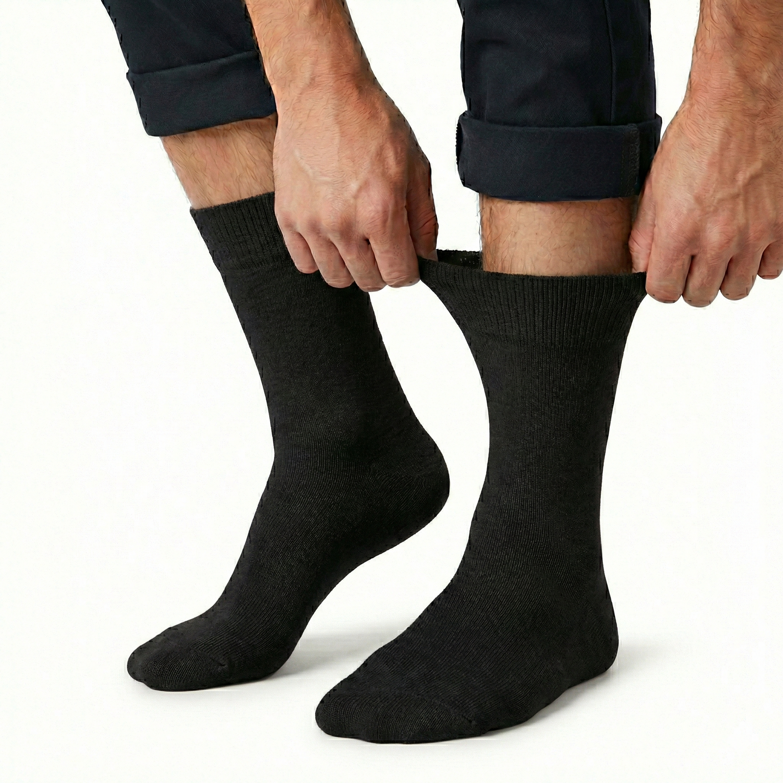 1x Pair COTTON Rich LOOSE TOP SOCKS Circulation Diabetic Comfort in Black - 6-11