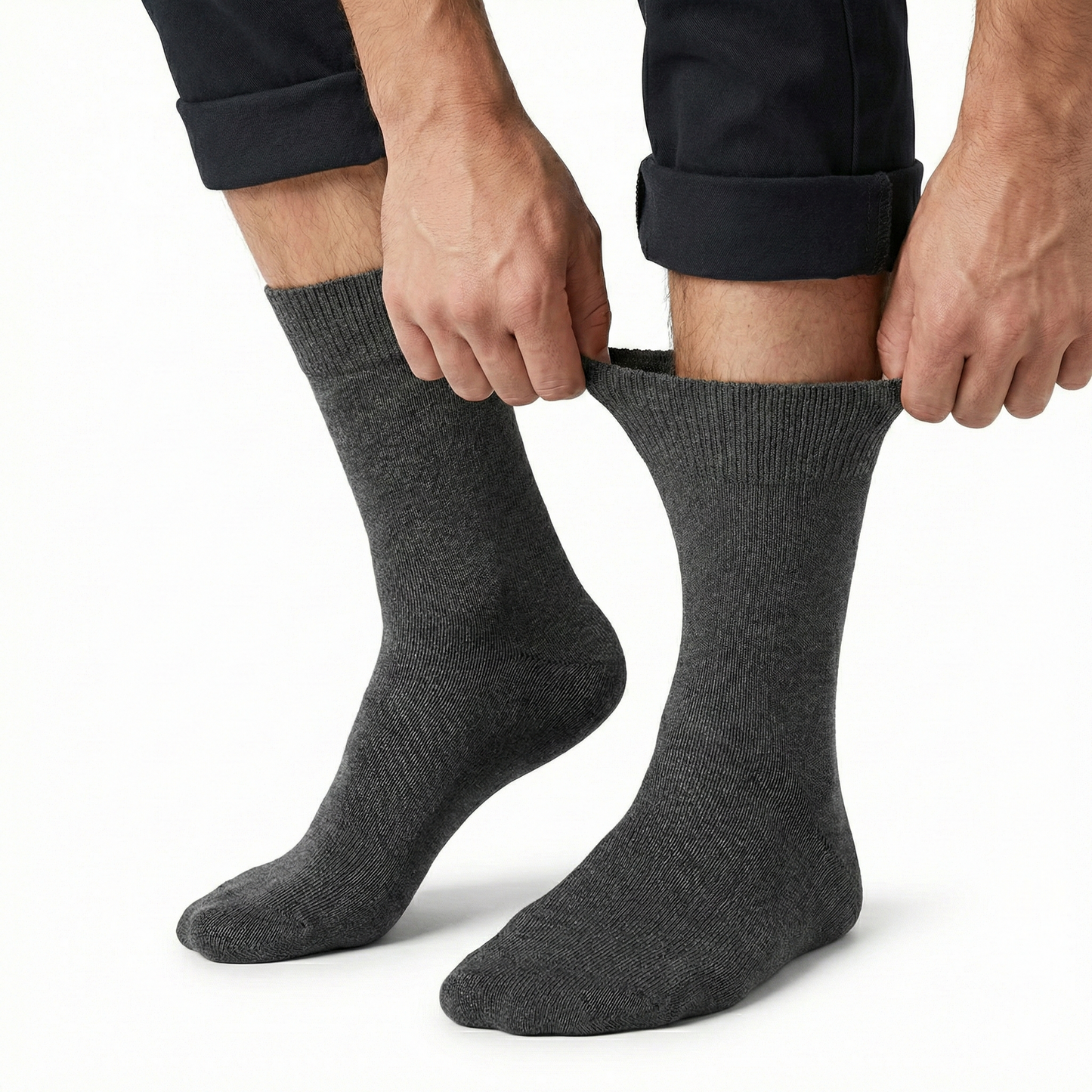 1x Pair COTTON Rich LOOSE TOP SOCKS Circulation Diabetic Comfort in Charcoal - 11-14