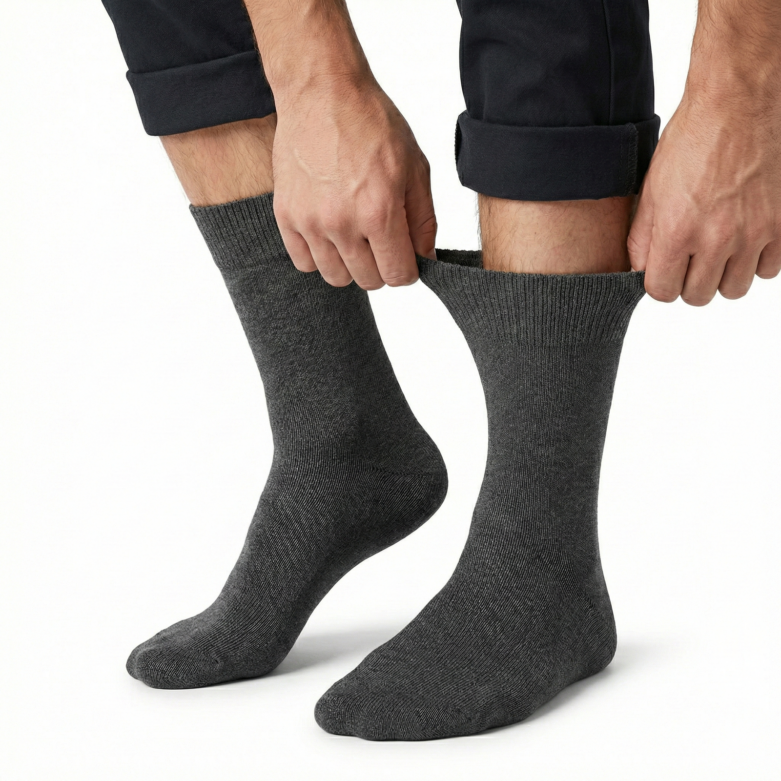 1x Pair COTTON Rich LOOSE TOP SOCKS Circulation Diabetic Comfort in Charcoal - 11-14