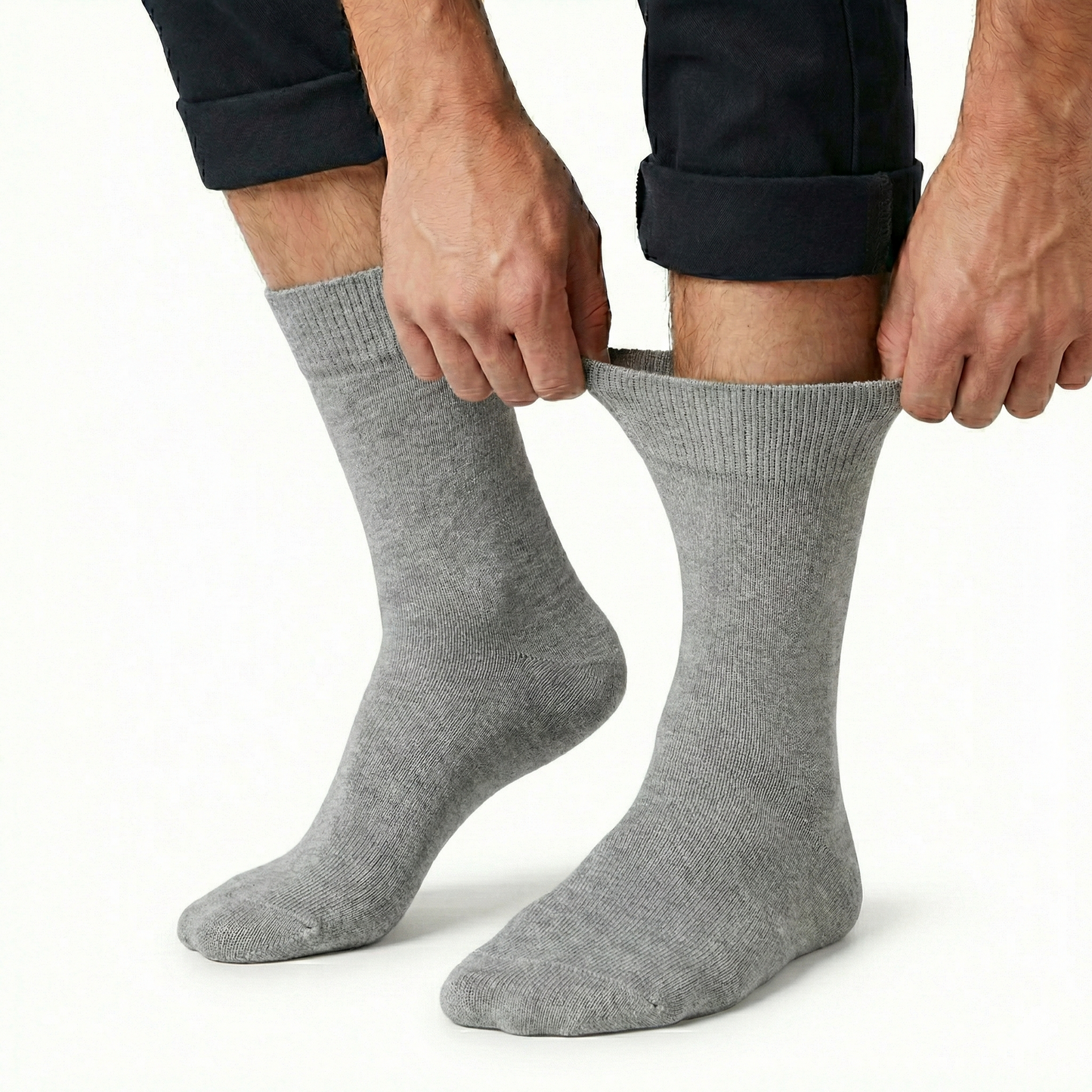 1x Pair COTTON Rich LOOSE TOP SOCKS Circulation Diabetic Comfort in Grey - 2-8