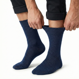 1x Pair COTTON Rich LOOSE TOP SOCKS Circulation Diabetic Comfort in Navy - 2-8