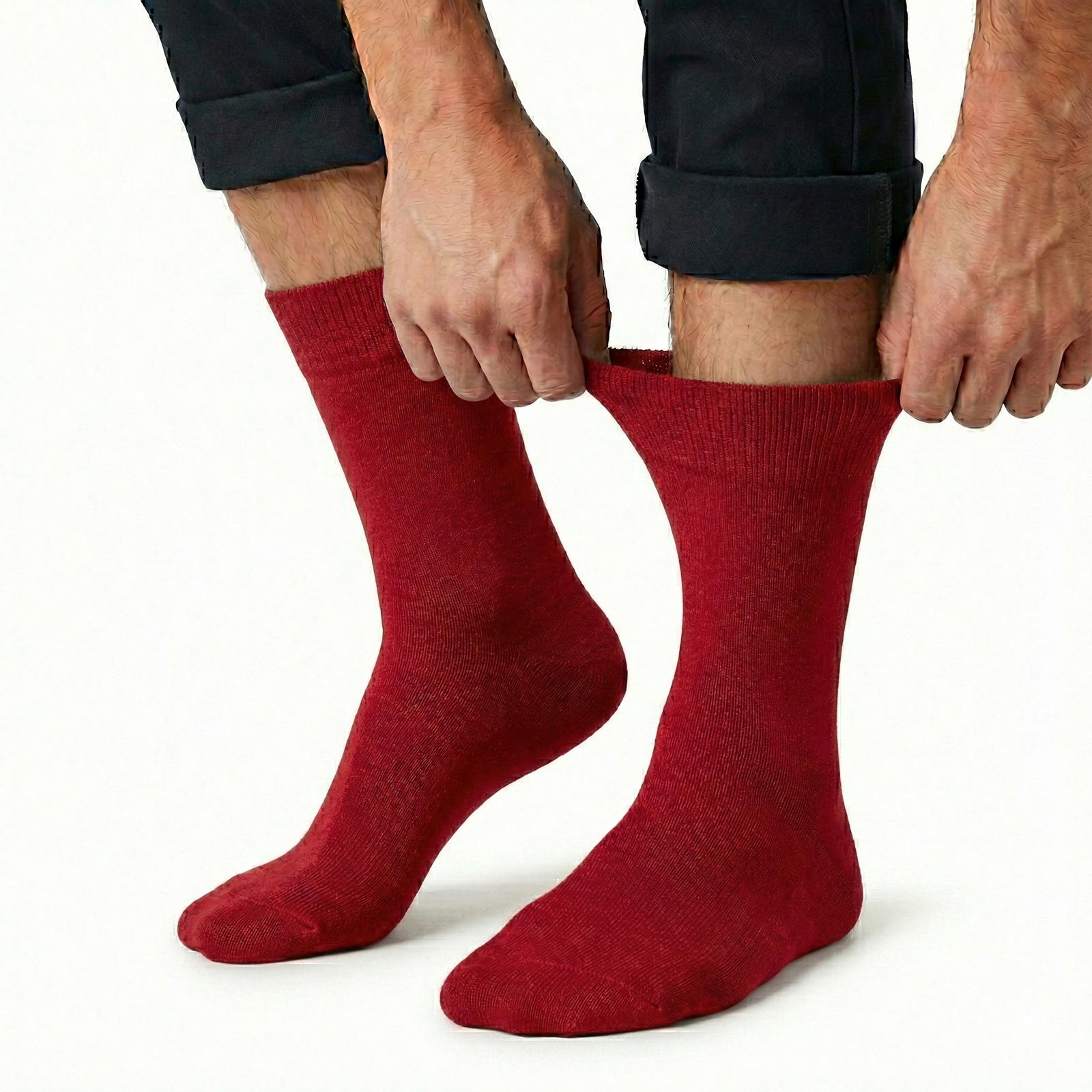 1x Pair COTTON Rich LOOSE TOP SOCKS Circulation Diabetic Comfort in Red - 2-8