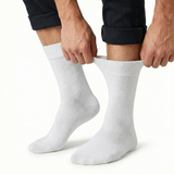 1x Pair COTTON Rich LOOSE TOP SOCKS Circulation Diabetic Comfort in White - 11-14