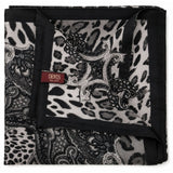 Ladies Animal Print & Paisley Scarf Made in Italy 90 x 90cm Winter - Black