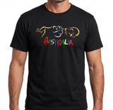 Adult Australia T Shirt Kangaroo Koala 100% Cotton Souvenir Tee Top - Black - S
