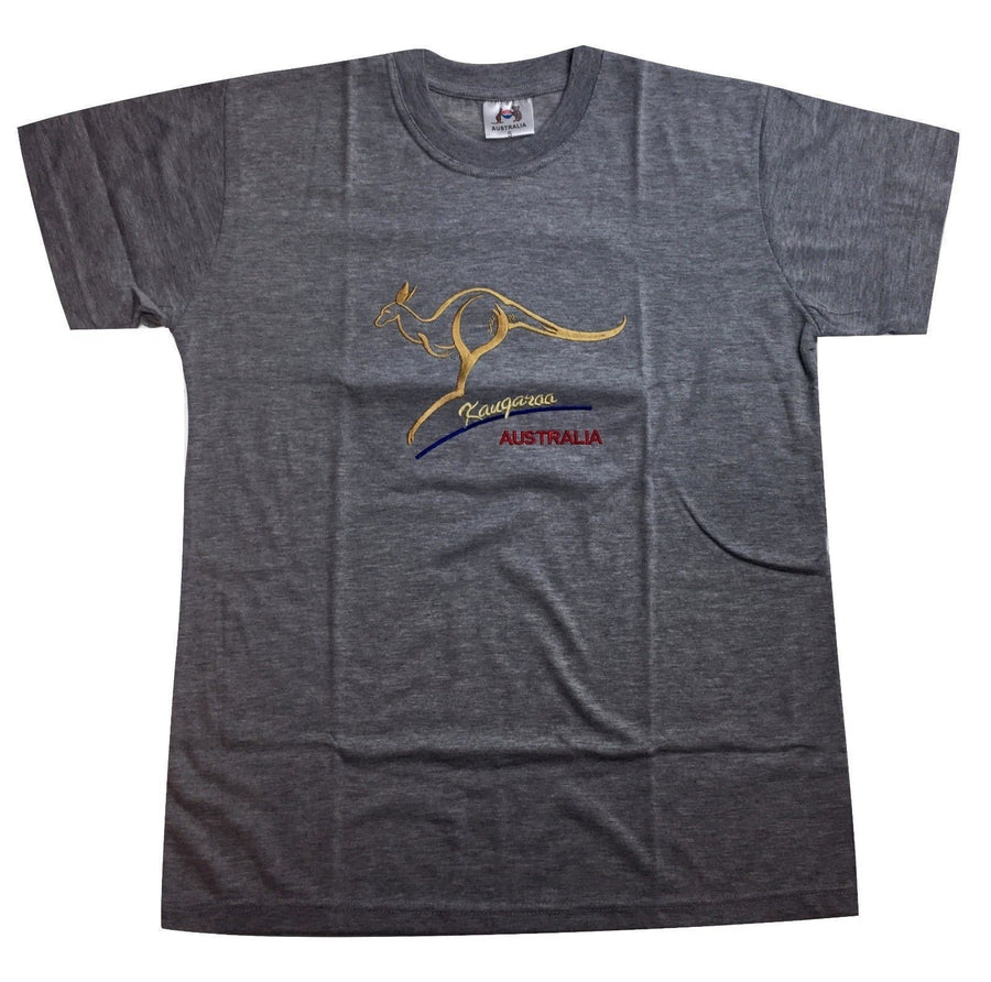 Adult Australian Kangaroo T Shirt Australia Day 100% Cotton Souvenir Tee Top - Grey - M