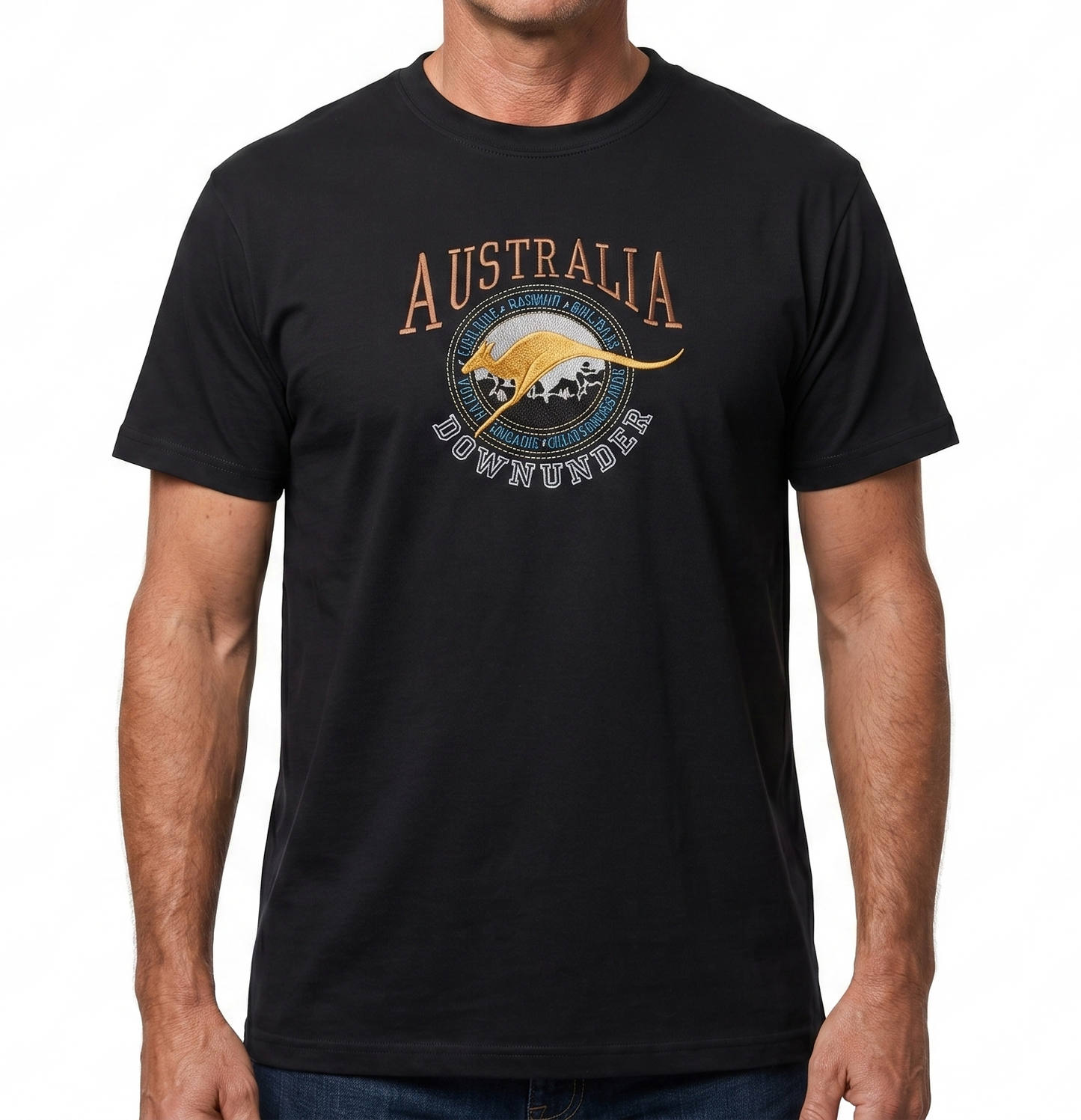 Adult Australia Kangaroo T Shirt Australia Day Souvenir Tee Top 100% Cotton - Black - XS