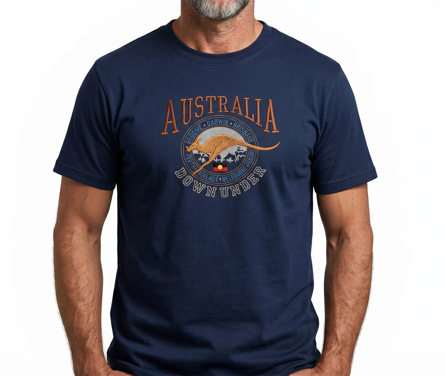 Adult Australia Kangaroo T Shirt Australia Day Souvenir Tee Top 100% Cotton - Navy - M