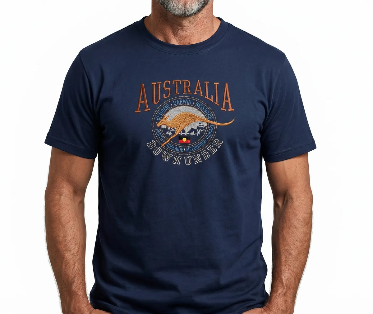 Adult Australia Kangaroo T Shirt Australia Day Souvenir Tee Top 100% Cotton - Navy - M