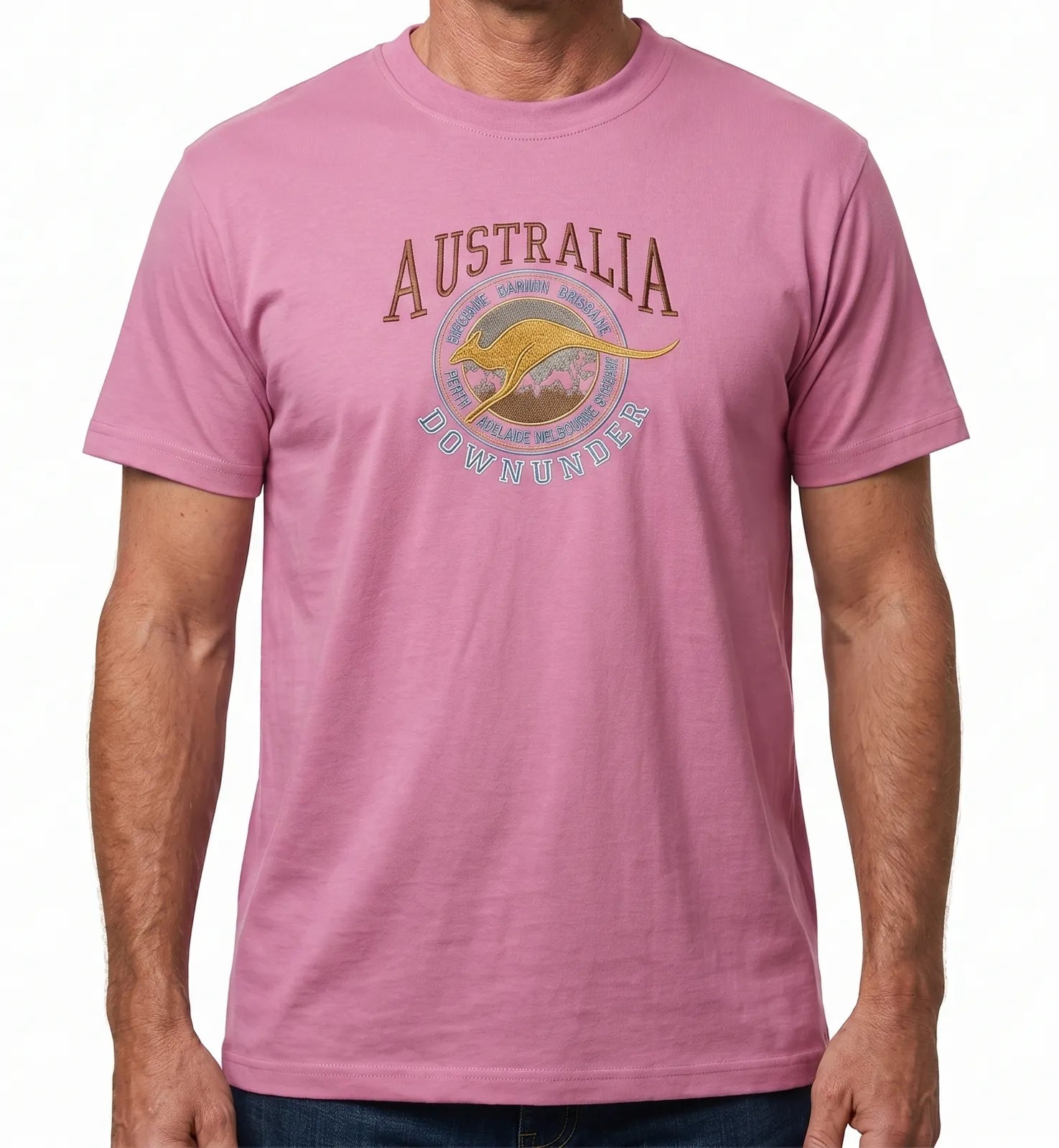 Adult Australia Kangaroo T Shirt Australia Day Souvenir Tee Top 100% Cotton - Pink - M