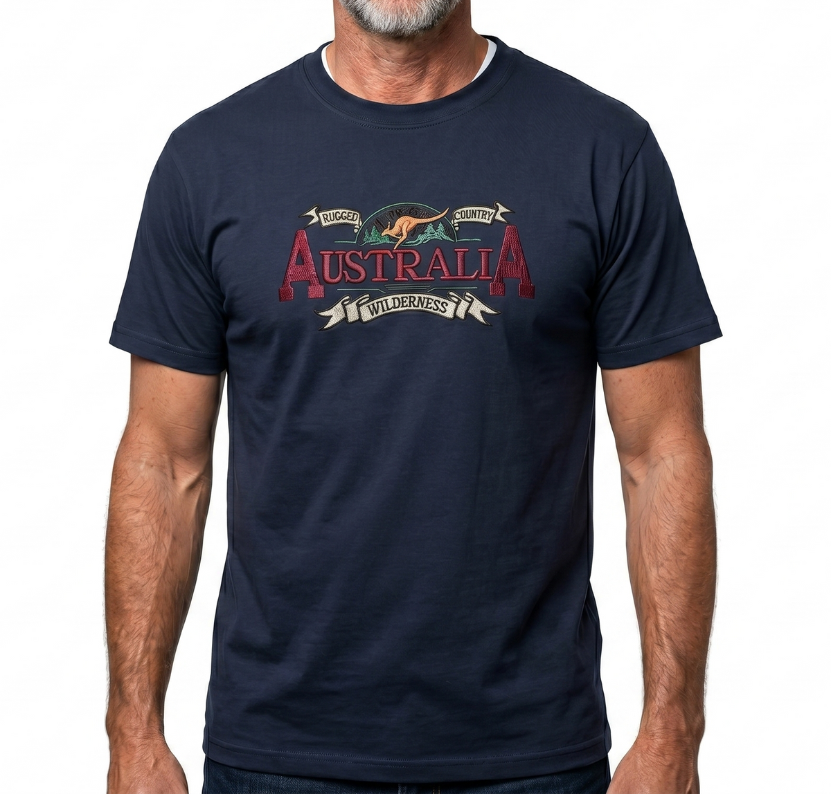 Mens Australia Wilderness T Shirt Souvenir Tee Top 100% Cotton - Navy Blue - XL