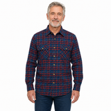 Mens Button Up FLANNELETTE SHIRT Check 100% COTTON Flannel Vintage - Red 90 (Full Placket)