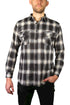 Mens Flannelette Long Sleeve Shirt 100% Cotton Check Authentic Flannel - Full Placket - Black - 7XL