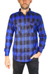 Mens Flannelette Long Sleeve Shirt 100% Cotton Check Authentic Flannel - Full Placket - Royal Blue  - XXL