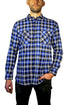 Mens 100% Cotton Flannelette Shirt Long Sleeve Check Authentic Flannel - Denim - L