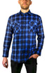 Mens 100% Cotton Flannelette Shirt Long Sleeve Check Authentic Flannel - Blue - 9XL