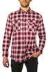 Mens 100% Cotton Flannelette Shirt Long Sleeve Check Authentic Flannel - Red/Navy - 3XL