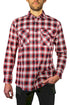 Mens 100% Cotton Flannelette Shirt Long Sleeve Check Authentic Flannel - Red/Navy - L