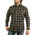 Mens Long Sleeve Flannelette Shirt 100% Cotton Flannel - Black Check - M