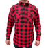 Mens Flannelette Long Sleeve Pullover Shirt 100% Cotton Flannel - Half Placket - Red/Black - 4XL