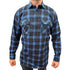 Mens Flannelette Long Sleeve Pullover Shirt 100% Cotton Flannel - Half Placket - Blue - 7XL