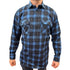 Mens Flannelette Long Sleeve Pullover Shirt 100% Cotton Flannel - Half Placket - Blue - XXL