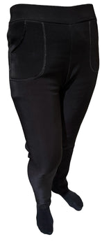 Ladies Fur Lined Thermal Leggings Womens Warm Winter Pants Stretch Skinny Leg - M/L
