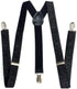 GLITTER SPARKLE SUSPENDERS Braces Clipon Elastic Y-Back Slim Adjustable  - Black (Glitter)