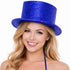 Glitter Top Hat Adult Costume Fancy Dress Party Plastic Tall Hat - Blue