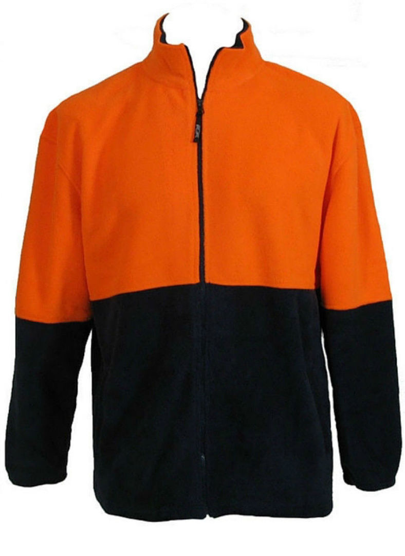 Hi Vis Polar Fleece Full Zip Safety Workwear Fleecy Jacket Unisex - Orange - S
