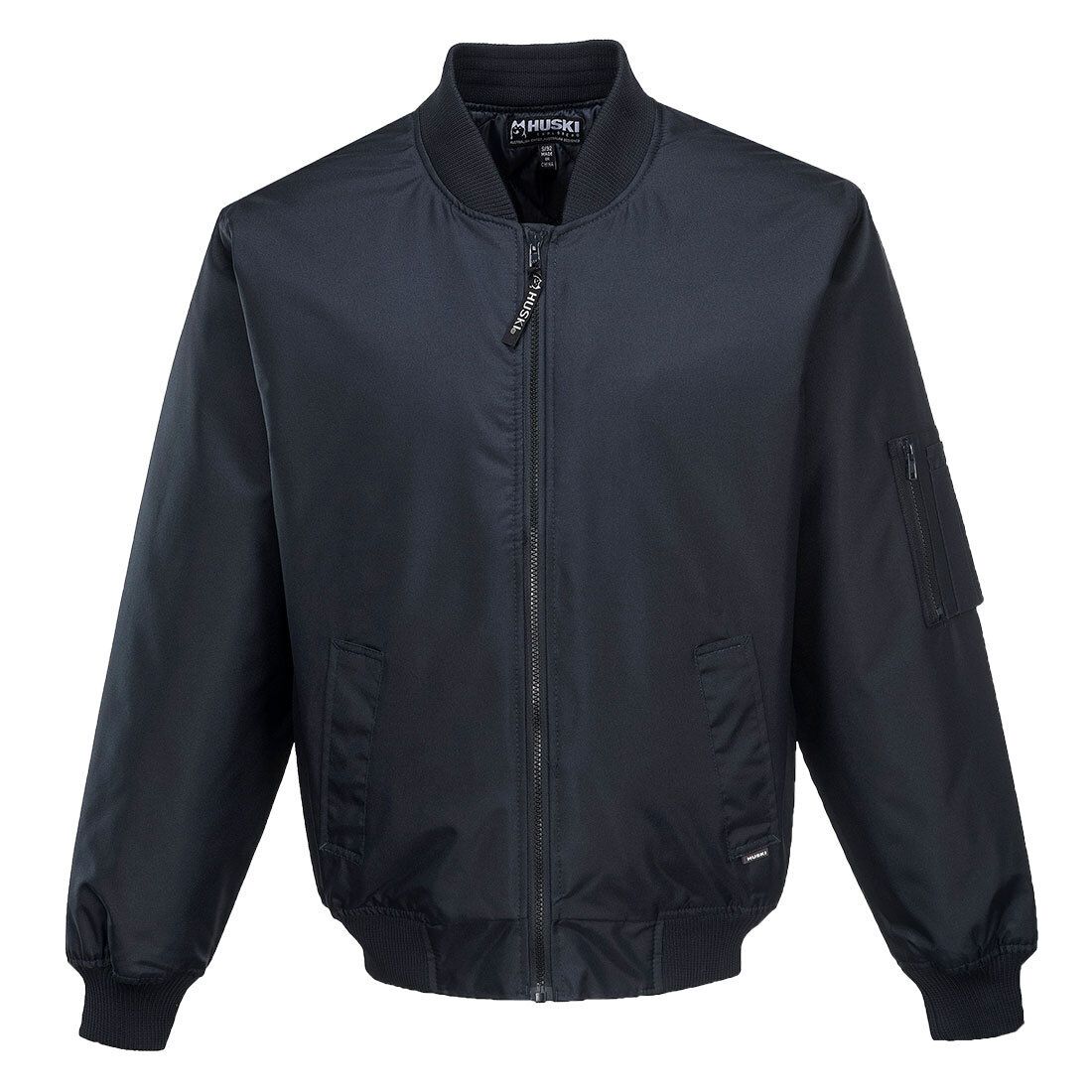 HUSKI Mens Quilted Combat Bomber Waterproof Jacket Windproof Workwear Coat - Navy