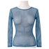 Womens Fishnet Mesh Top Long Sleeve Sheer See Through Party Costume - Blue