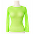 Womens Fishnet Mesh Top Long Sleeve Sheer See Through Costume - Fluro Green