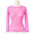 Womens Fishnet Mesh Top Long Sleeve Sheer See Through Party Costume - Light Pink