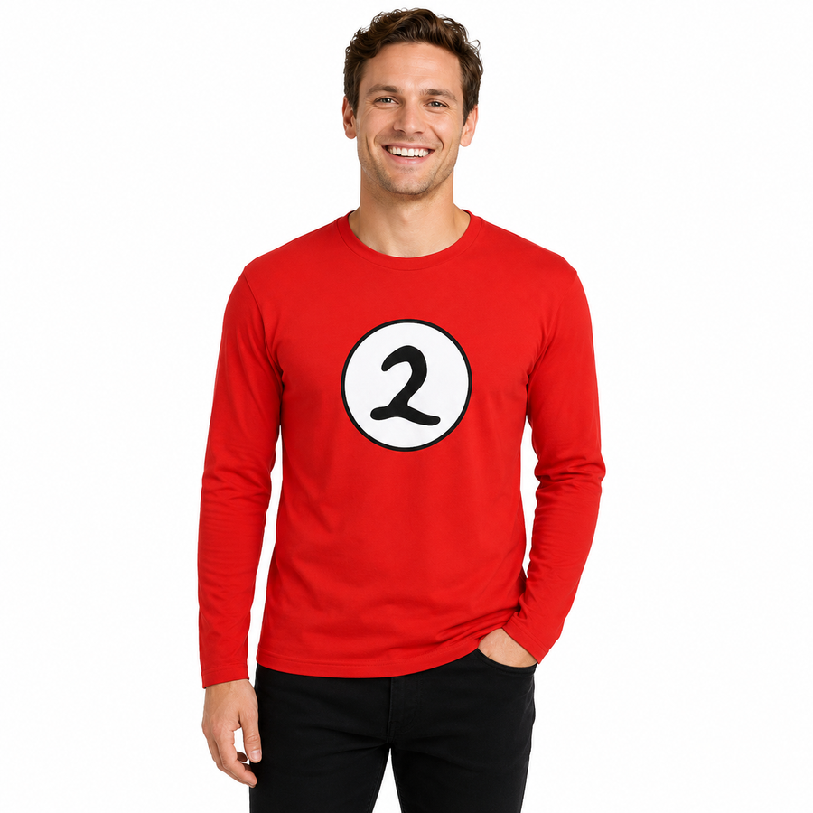 Adult Cat In The Hat Thing 2 Long Sleeve Red Top Costume Book Week - S