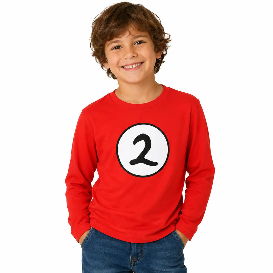 Kids Cat In The Hat Thing 2 Long Sleeve Red Top Party Costume Book Week - S (4-5 Years Old)