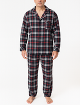 Mens Plus Size Flannelette Pyjamas 100% Cotton PJs Set Top Pants in Red Check - S