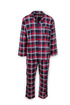 Mens Flannelette Pyjama Set Sleepwear Soft 100% Cotton PJs - Navy/Red - XXL