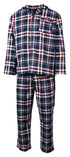 Mens Flannelette Pyjama Set Sleepwear Soft 100% Cotton PJs Two Piece - Navy/Red Check - XXL