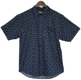 Mens MARINE ANCHOR SHIRT 100% COTTON Surf Party Short Sleeve Vintage - Navy
