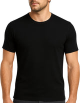 Mens 100% Pure Merino Wool Crew Neck Short Sleeve Top T Shirt Thermal Underwear - Black - X-Small (85cm)
