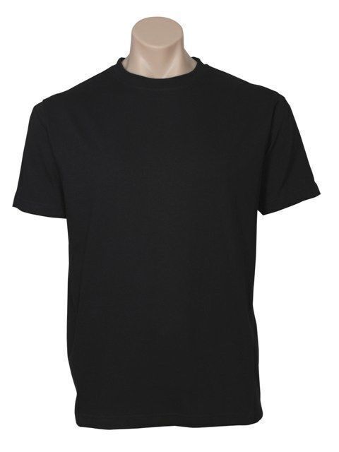 Plain T-Shirt 100% COTTON Basic Blank Tee Mens Ladies Casual BULK Adults - Black - S