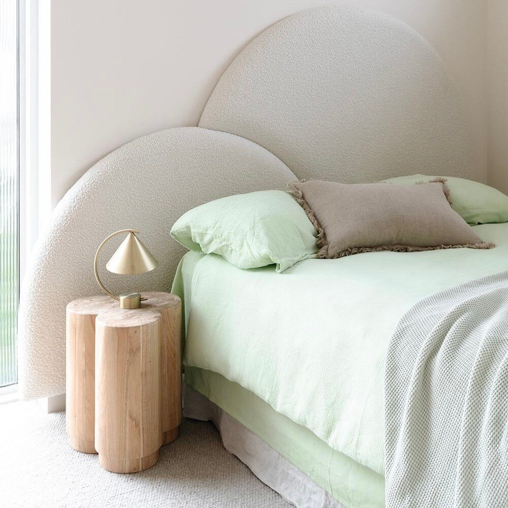 100% Cotton Muslin Duvet Quilt Cover Set w/ 2 Pillow Cases in Pastel Green - Double