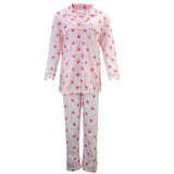 Womens Pyjama Set 100% Cotton Long Sleeve Button Up PJs Sleepwear - Pink Floral - 20