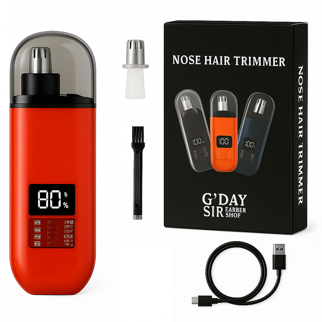 Handheld Portable Nose Hair Trimmer Rechargeable USB-C Clipper Shaver in Red