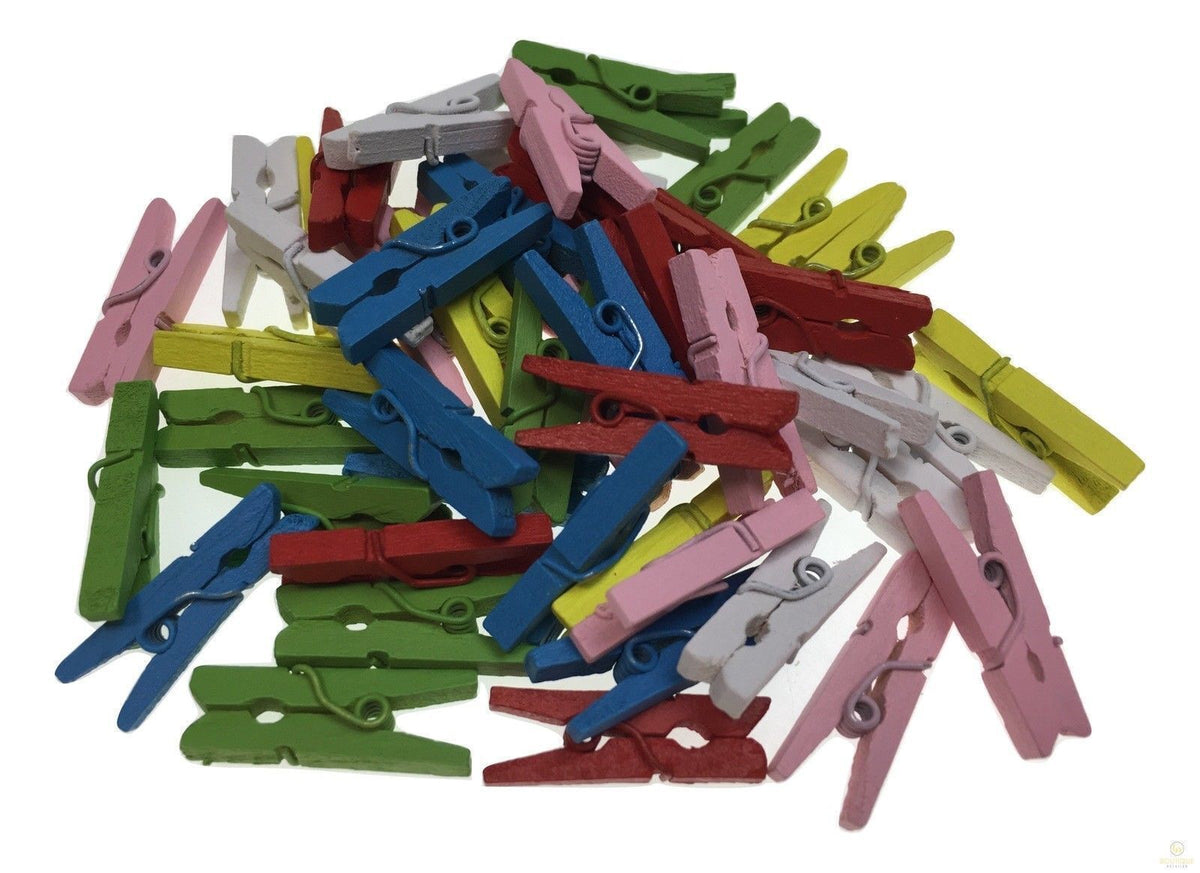 600pcs MINI WOODEN PEGS Natural Craft Baby Shower Clothes Pin Scrapbook 35mm