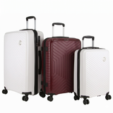 Pierre Cardin x Milleni 3-Piece Hardshell Super Light Luggage Bags Travel Suitcase - Burgundy/White