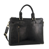 Pierre Cardin Mens Leather 15" Laptop Briefcase Business Travel/Work Bag - Black