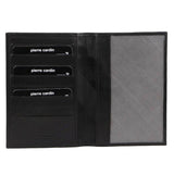 Pierre Cardin Leather Passport Holder Cover Travel Wallet w/ RFID Protection - Black