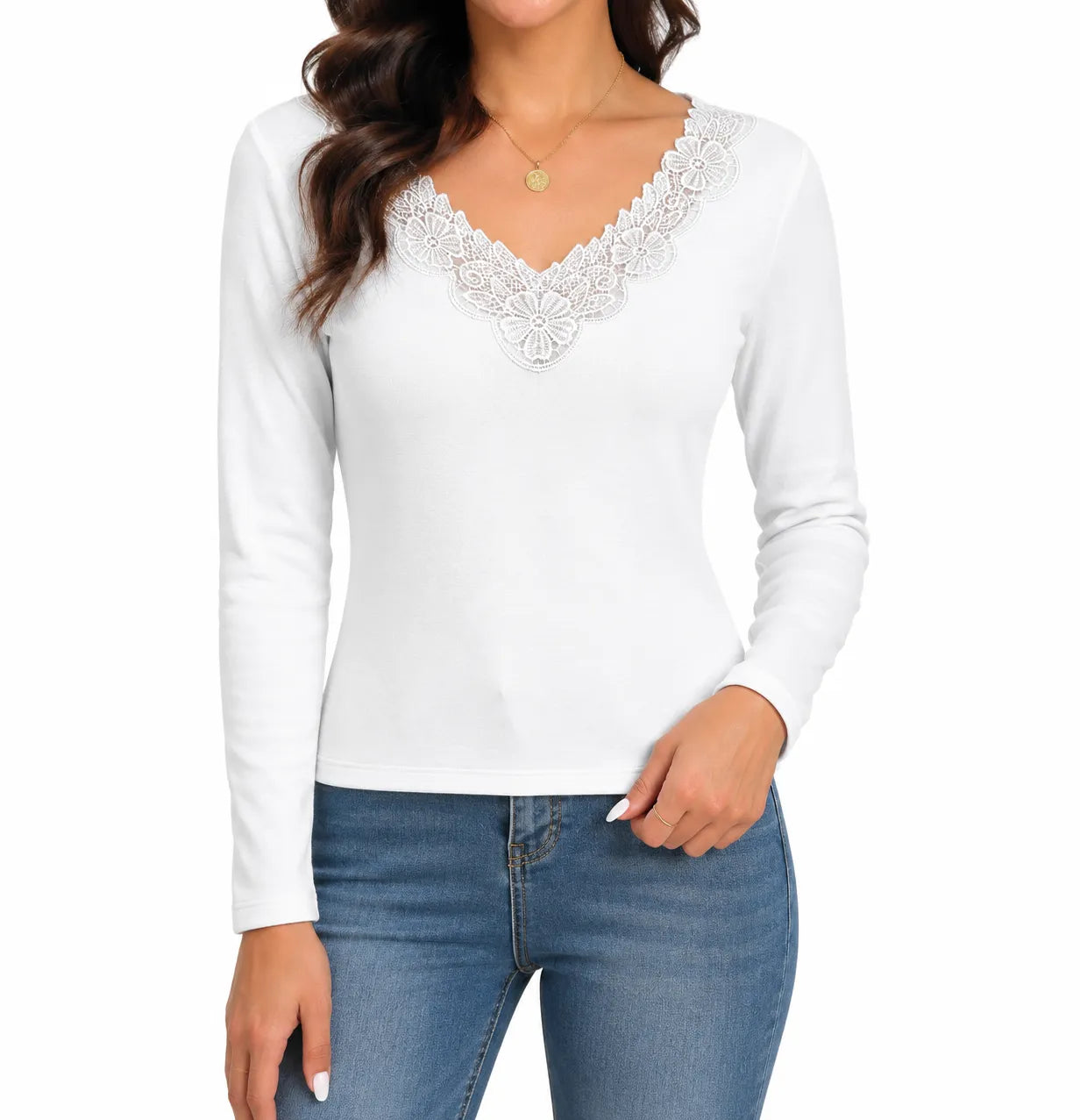 Womens Thermal Cotton Long Sleeve Spencer Tops Long Sleeve Underwear in White - 20-22